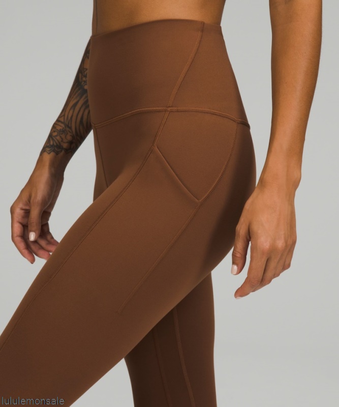 Lululemon Damen DELULU044 | Geröstete Braune Align Hoch Sitzende Hose Mit Taschen 25